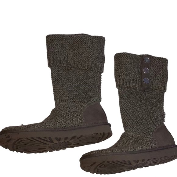 UGG Cardy Knit Boots Womens 1094949 Sz 8 Gray - Picture 1 of 13